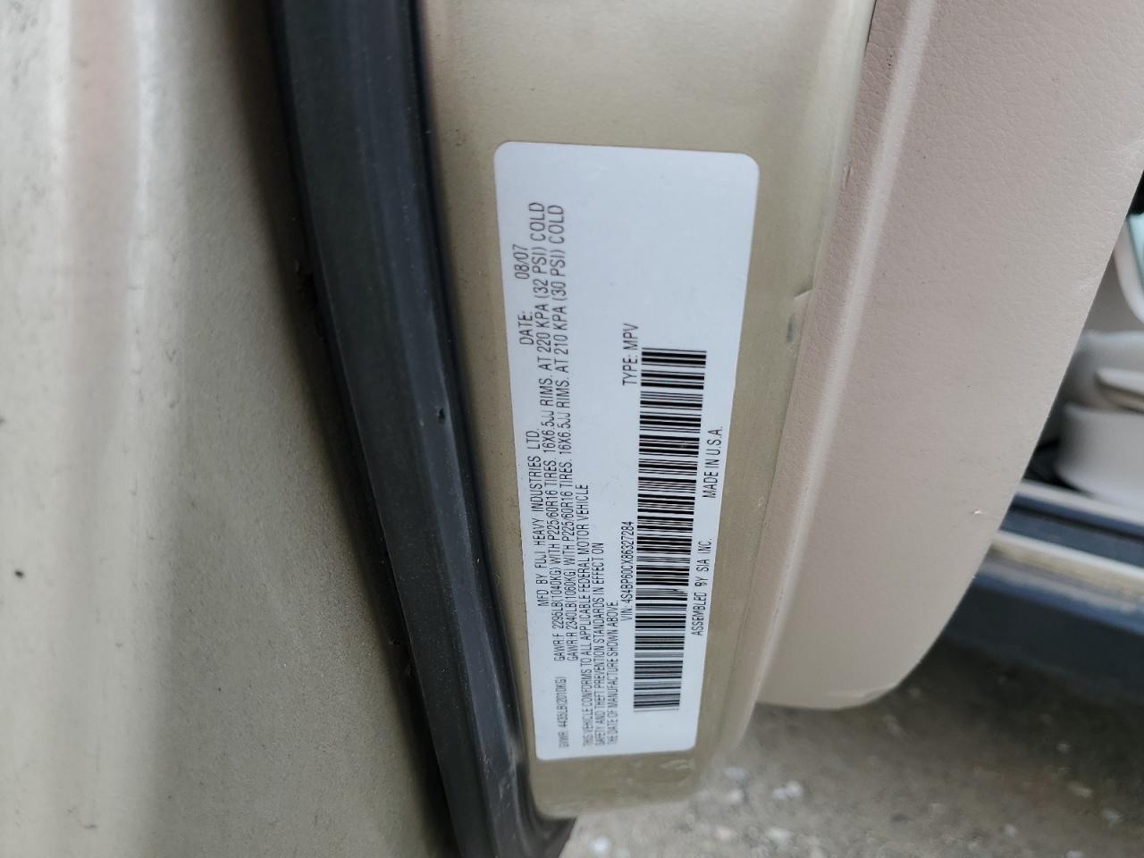 2008 Subaru Outback VIN: 4S4BP60CX86327284 Lot: 81946555