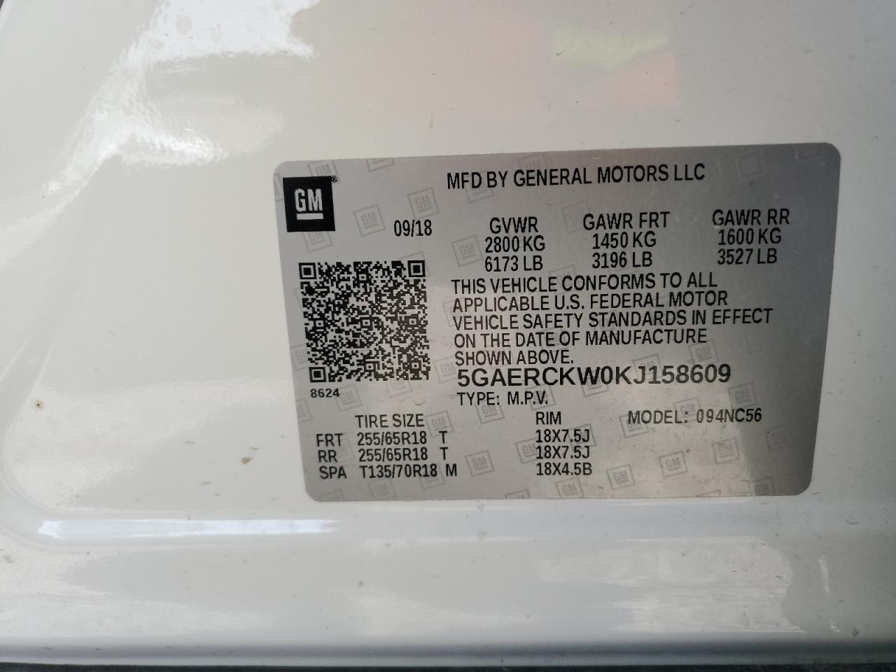 2019 Buick Enclave Premium VIN: 5GAERCKW0KJ158609 Lot: 90063735