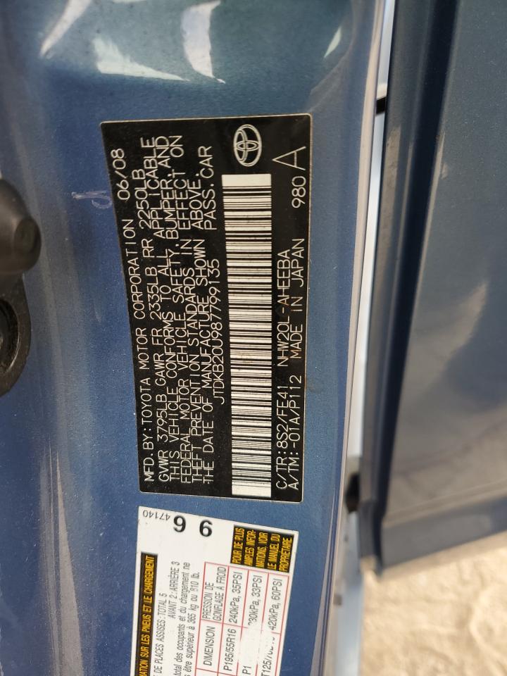 2008 Toyota Prius VIN: JTDKB20U987799135 Lot: 82400705