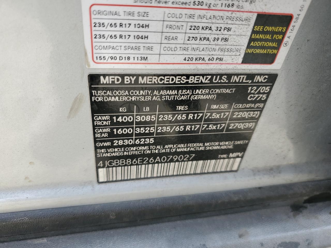 2006 Mercedes-Benz Ml 350 VIN: 4JGBB86E26A079027 Lot: 86273745