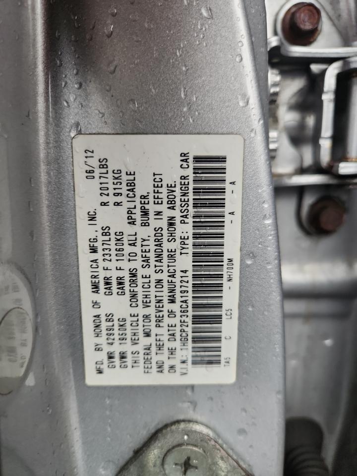 2012 Honda Accord Lx VIN: 1HGCP2F36CA197214 Lot: 85137755