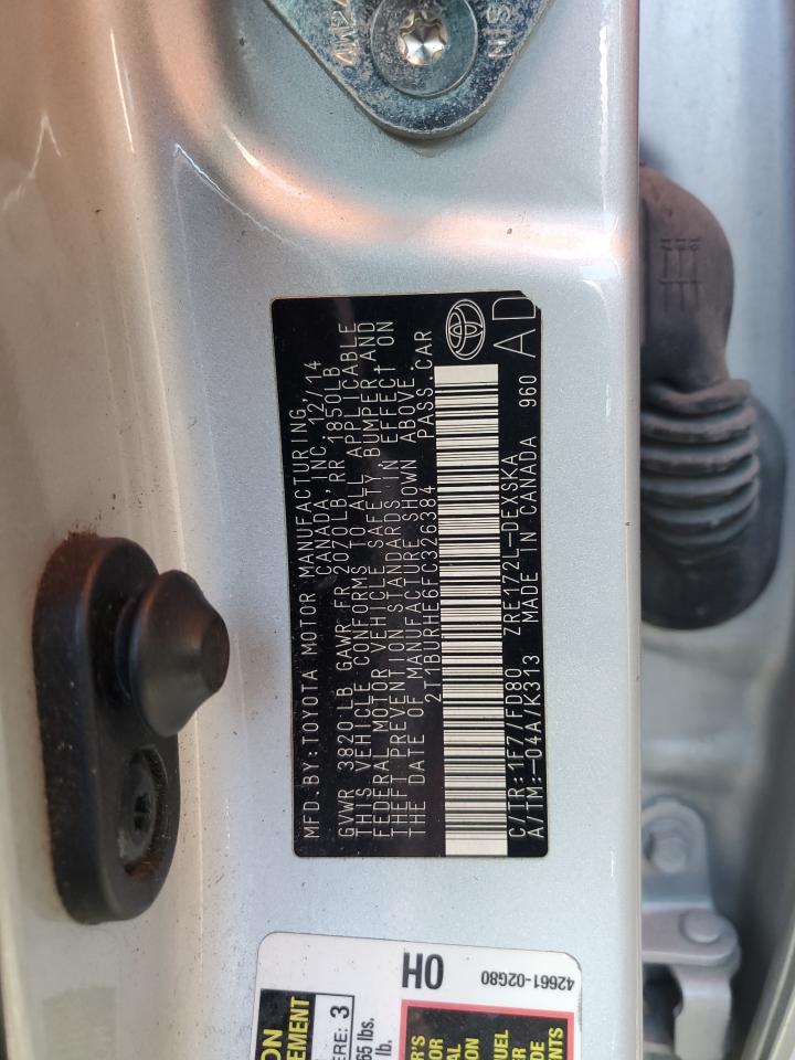 2015 Toyota Corolla L VIN: 2T1BURHE6FC326384 Lot: 82356845