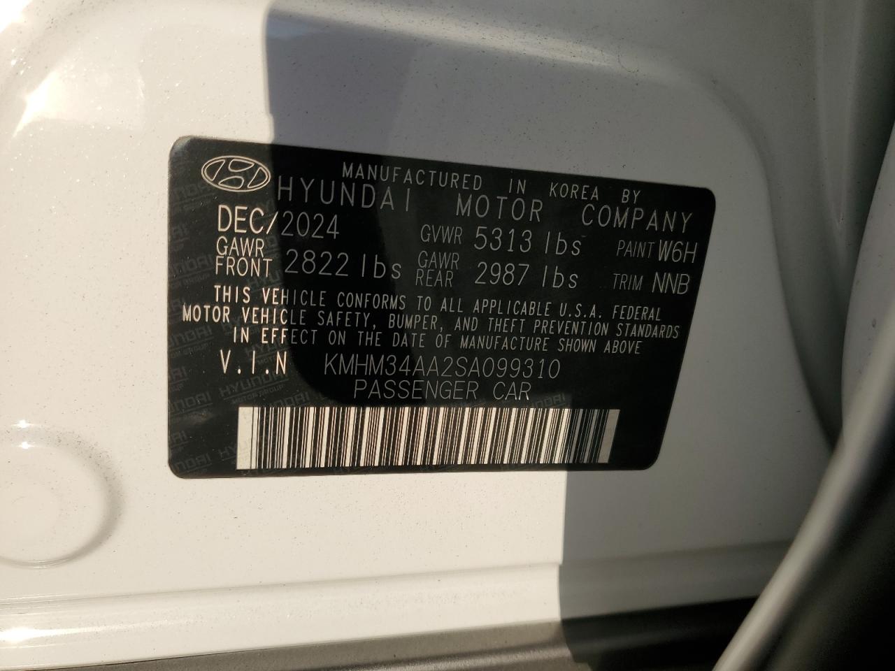 2025 Hyundai Ioniq 6 Sel VIN: KMHM34AA2SA099310 Lot: 81915495