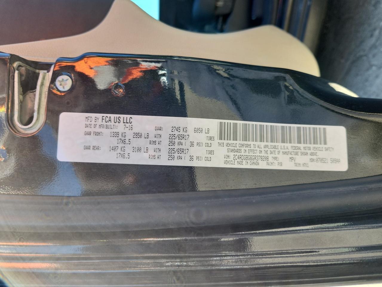 2016 Dodge Grand Caravan Se VIN: 2C4RDGBG6GR378208 Lot: 86152155