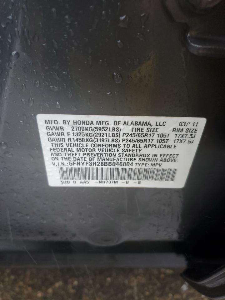 2011 Honda Pilot Lx VIN: 5FNYF3H28BB046804 Lot: 84729485