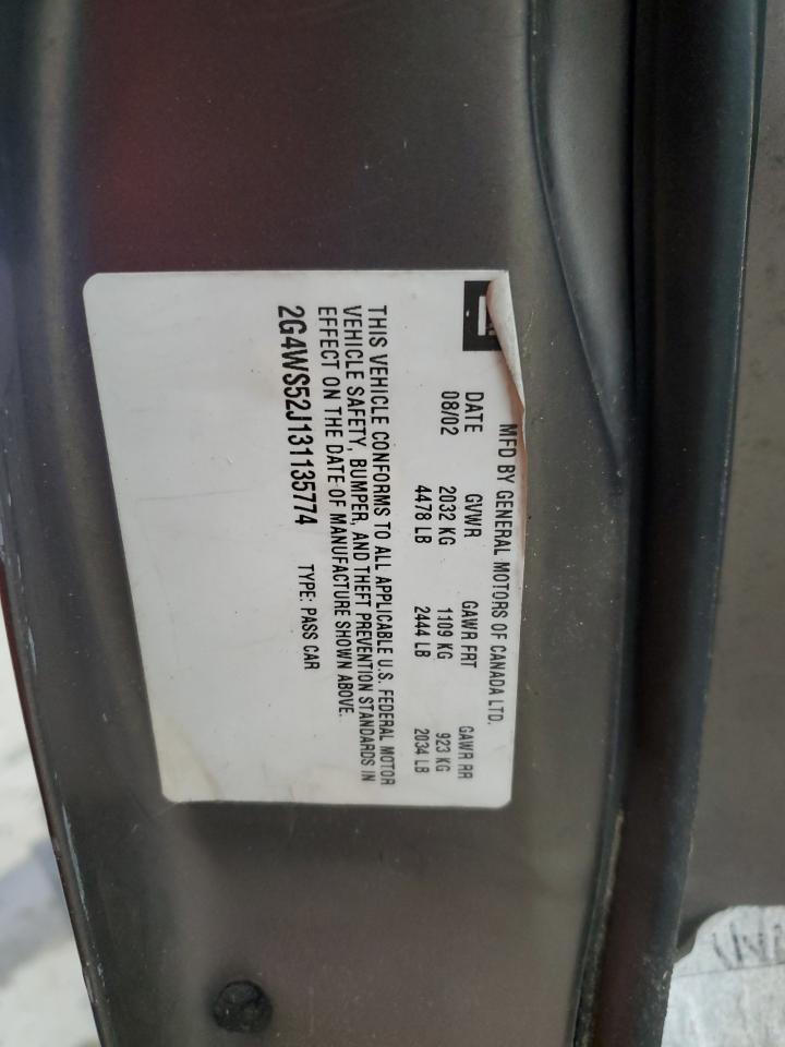 2003 Buick Century Custom VIN: 2G4WS52J131135774 Lot: 90065645