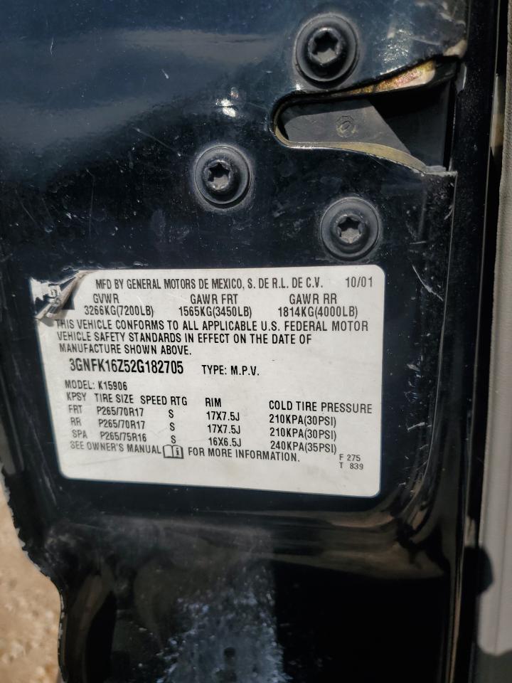 2002 Chevrolet Suburban K1500 VIN: 3GNFK16Z52G182705 Lot: 85576175