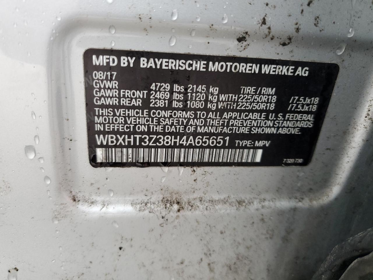 2017 BMW X1 xDrive28I VIN: WBXHT3Z38H4A65651 Lot: 85768165