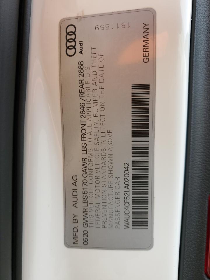 2020 Audi S5 Premium Plus VIN: WAUC4CF52LA020042 Lot: 89802345
