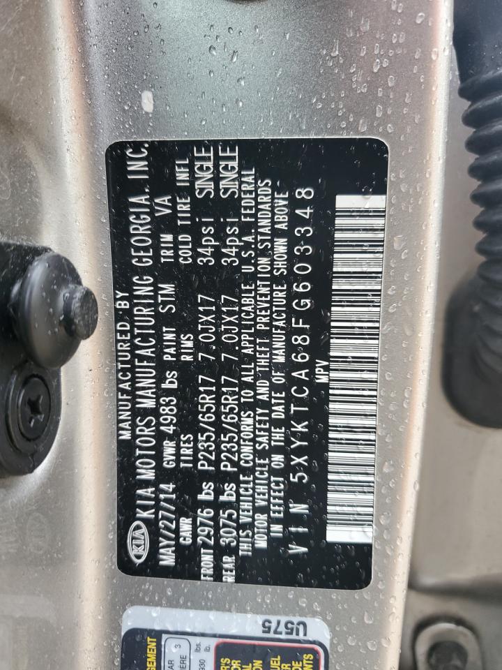 2015 Kia Sorento Lx VIN: 5XYKTCA68FG603348 Lot: 85886245