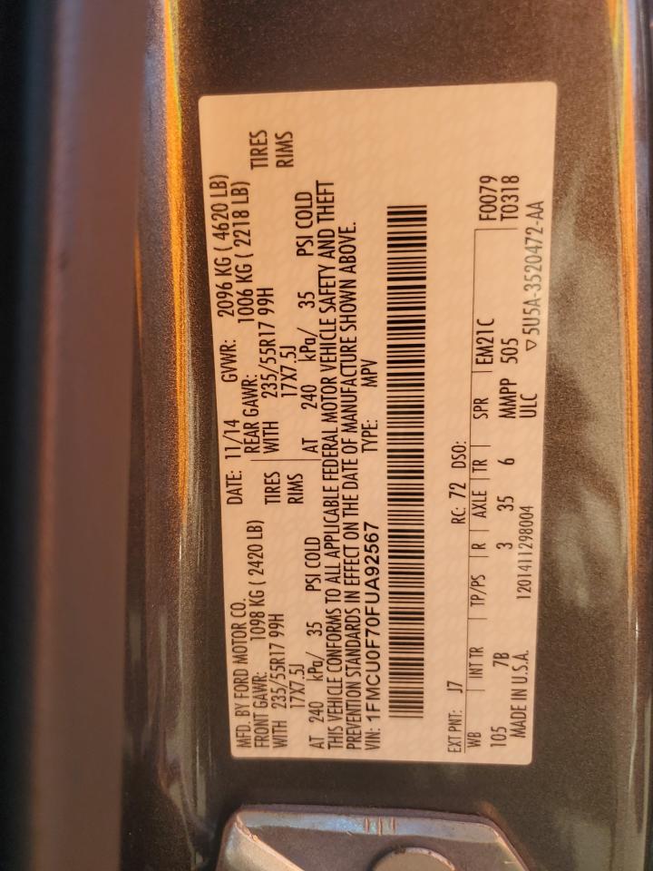 2015 Ford Escape S VIN: 1FMCU0F70FUA92567 Lot: 82299085