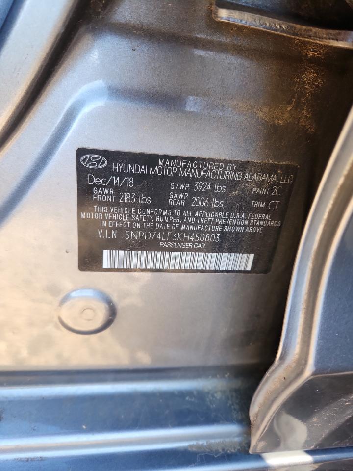 2019 Hyundai Elantra Se VIN: 5NPD74LF3KH450803 Lot: 81951085