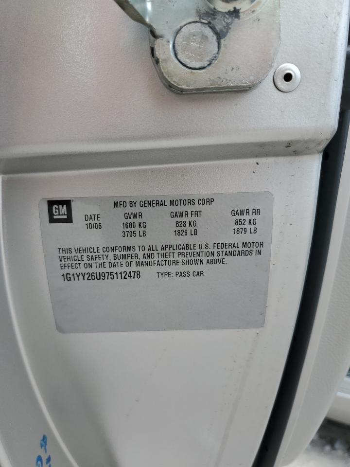 2007 Chevrolet Corvette VIN: 1G1YY26U975112478 Lot: 85255455