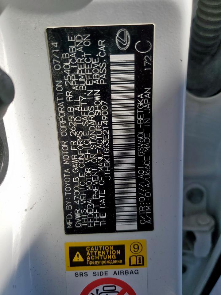 2014 Lexus Es 350 VIN: JTHBK1GG3E2149007 Lot: 85507275