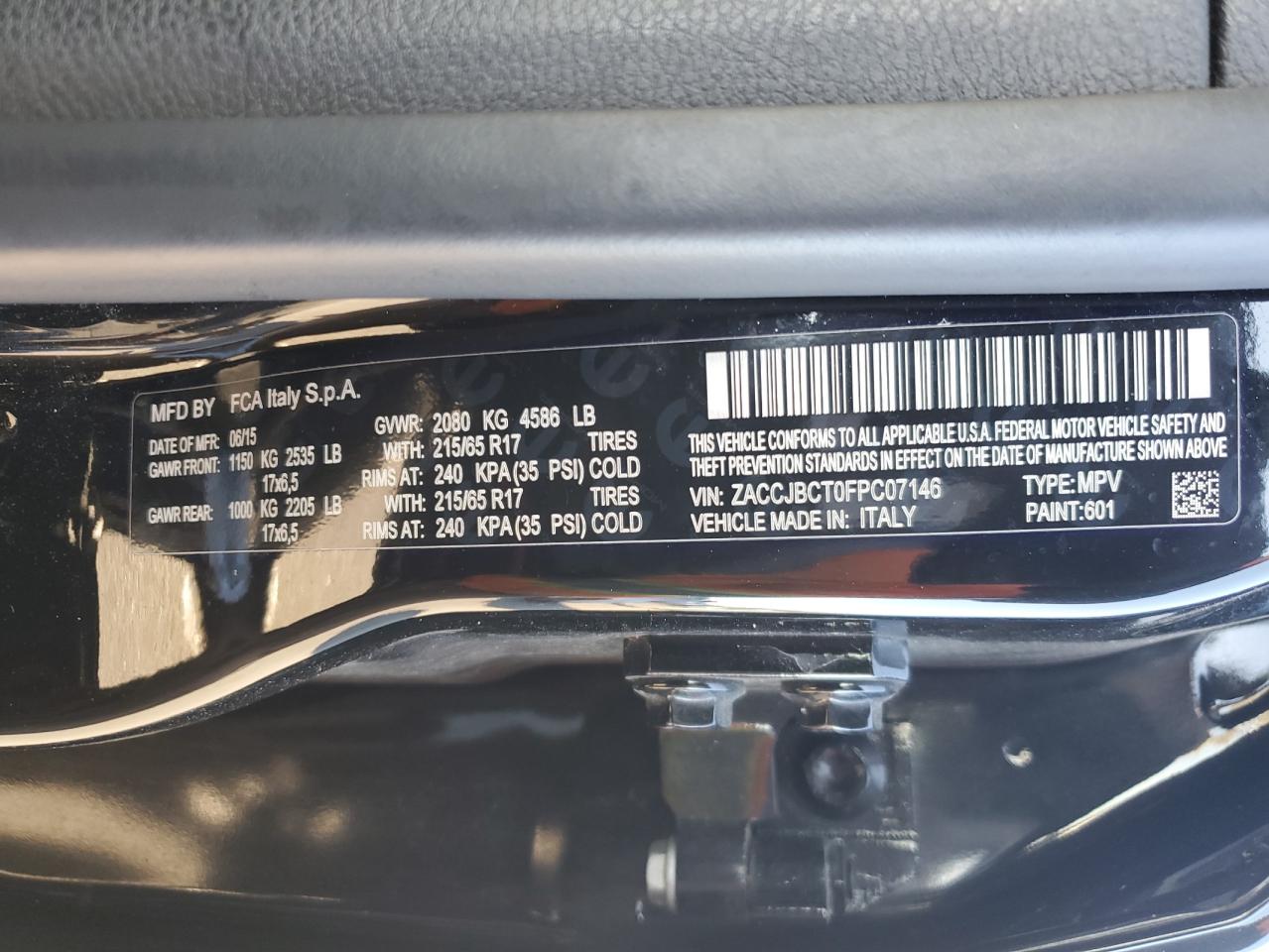 2015 Jeep Renegade Trailhawk VIN: ZACCJBCT0FPC07146 Lot: 84802215