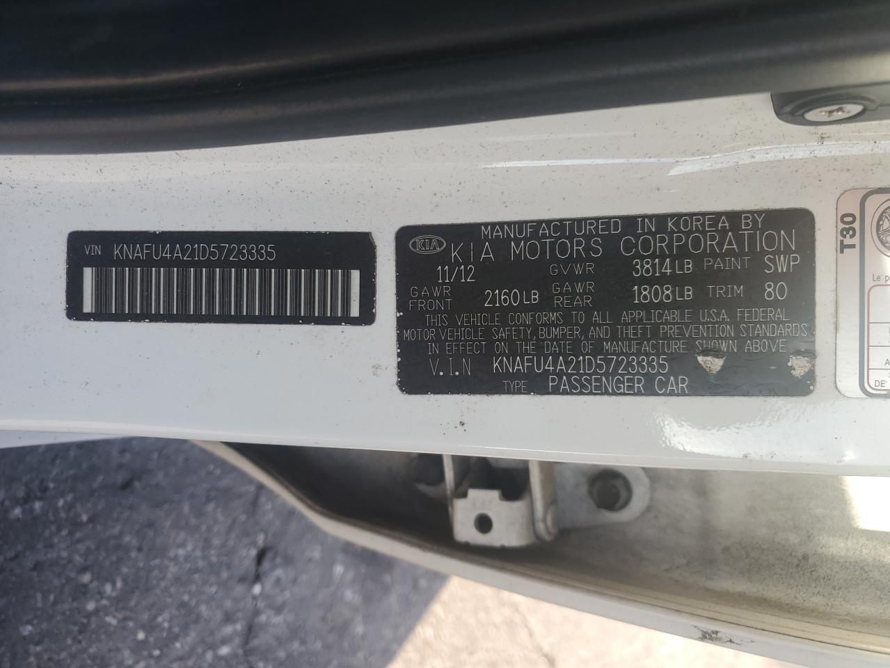 2013 Kia Forte Ex VIN: KNAFU4A21D5723335 Lot: 90005435