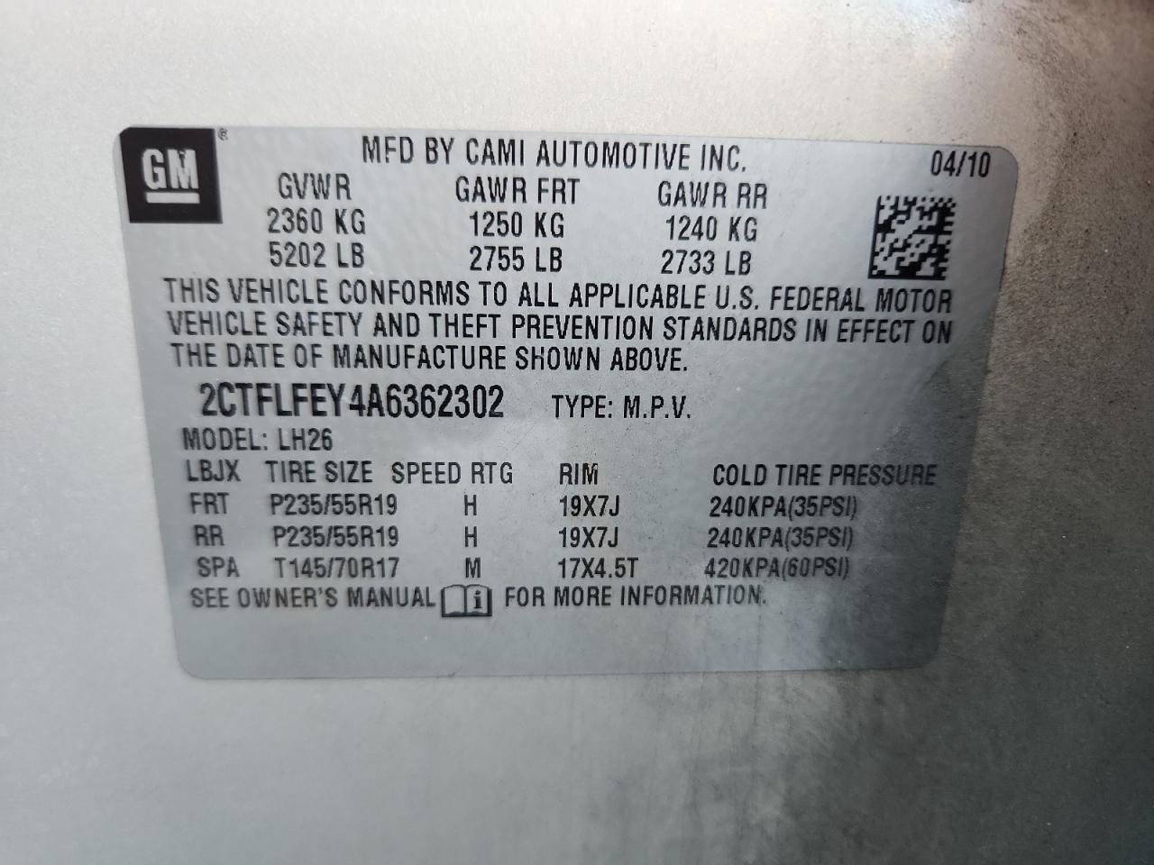 2010 GMC Terrain Slt VIN: 2CTFLFEY4A6362302 Lot: 86649175