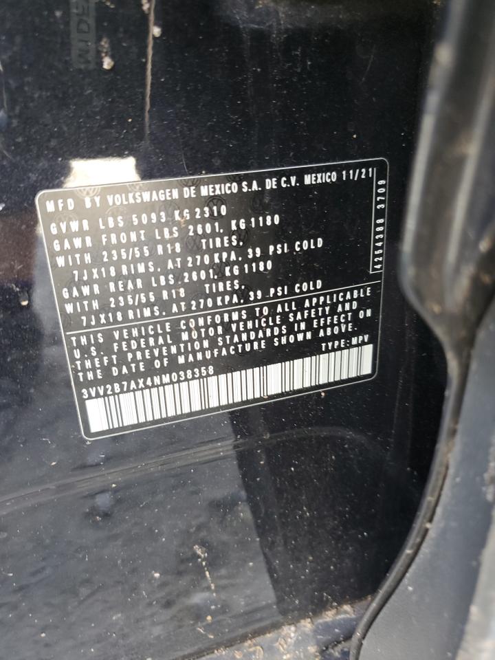 2022 Volkswagen Tiguan Se VIN: 3VV2B7AX4NM038358 Lot: 84065135