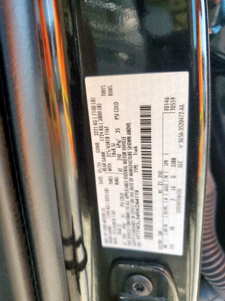 2024 Ford F150 Xlt VIN: 1FTFW3L54RKD94119 Lot: 85893215