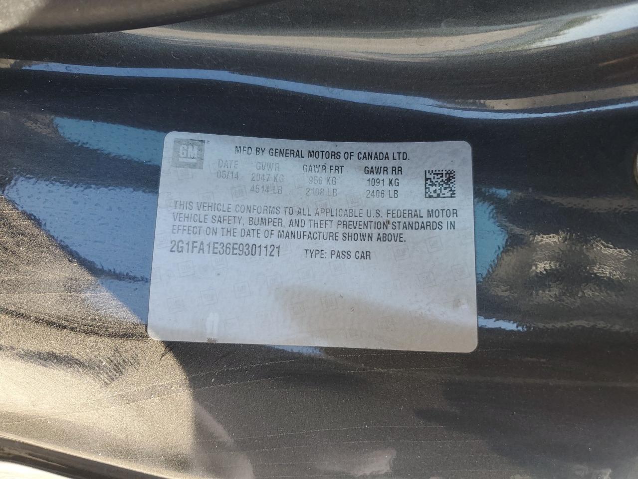 2014 Chevrolet Camaro Ls VIN: 2G1FA1E36E9301121 Lot: 82420755