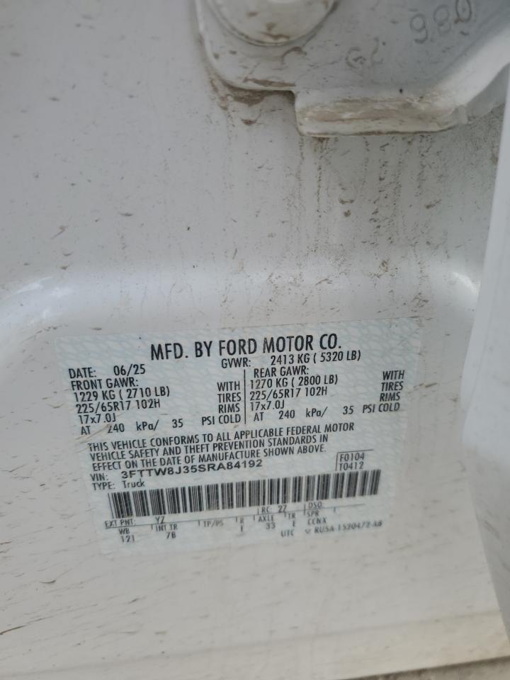 2025 Ford Maverick Xlt VIN: 3FTTW8J35SRA84192 Lot: 90587085