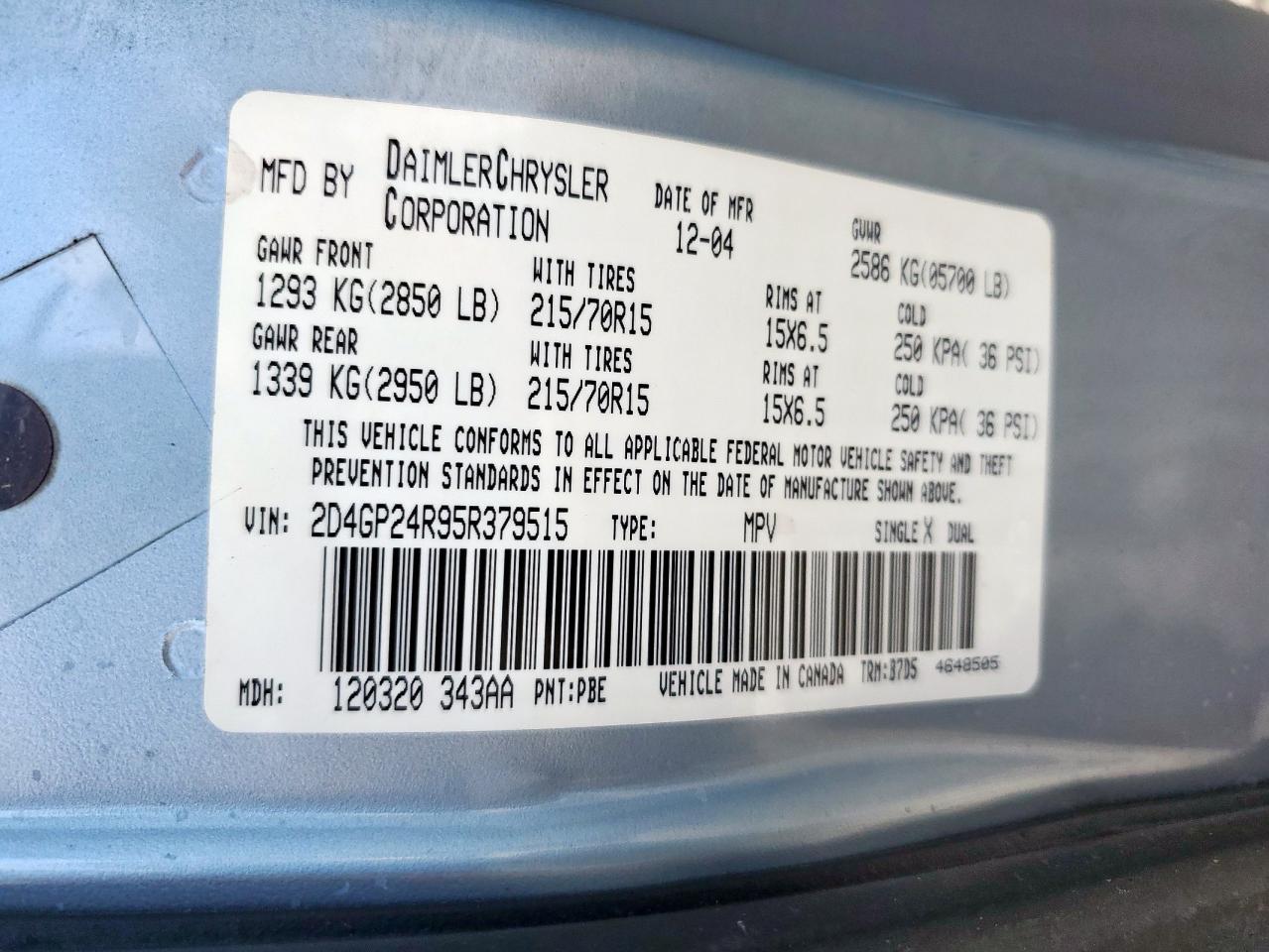 2005 Dodge Grand Caravan Se VIN: 2D4GP24R95R379515 Lot: 90302785