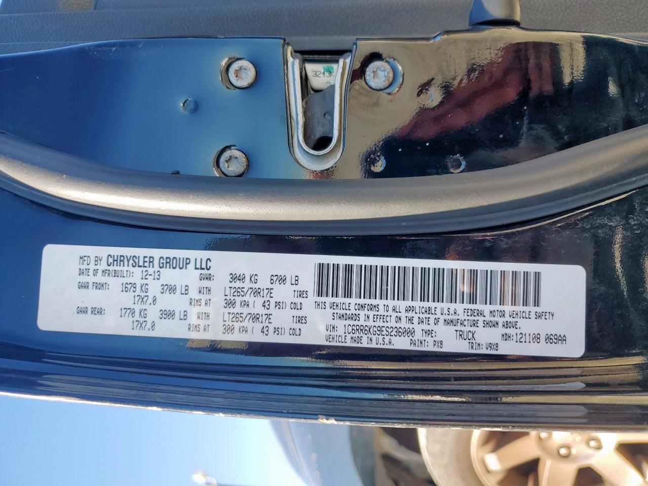 2014 Ram 1500 St VIN: 1C6RR6KG9ES236000 Lot: 90035835