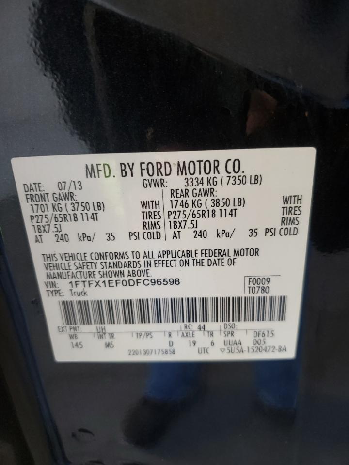2013 Ford F150 Super Cab VIN: 1FTFX1EF0DFC96598 Lot: 82693595