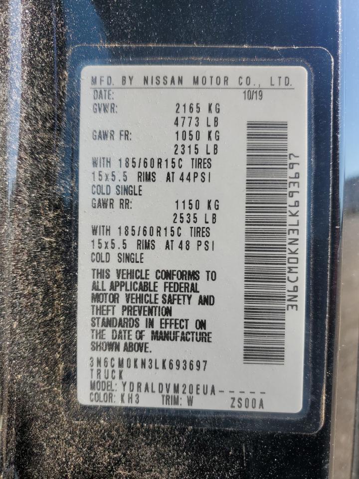 2020 Nissan Nv200 2.5S VIN: 3N6CM0KN3LK693697 Lot: 85883605