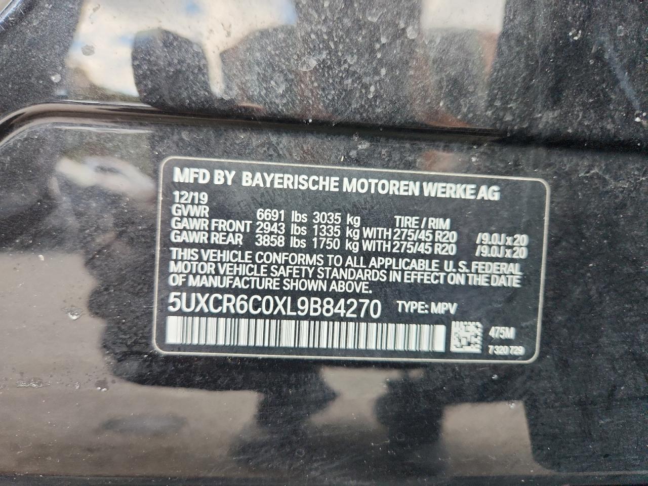 2020 BMW X5 xDrive40I VIN: 5UXCR6C0XL9B84270 Lot: 87208655