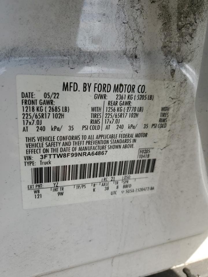 2022 Ford Maverick Xl VIN: 3FTTW8F99NRA64867 Lot: 84621695