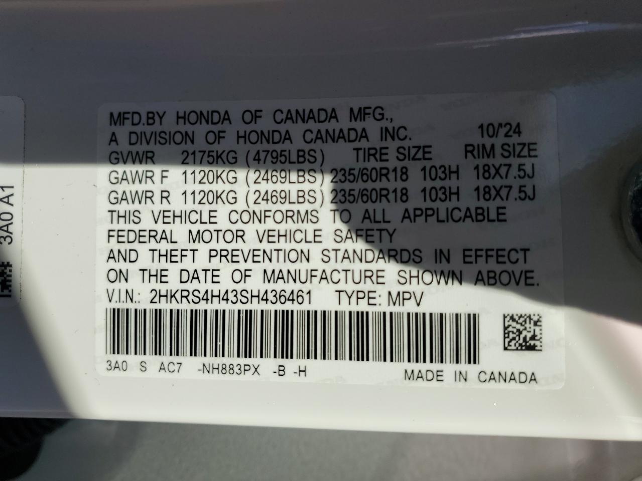 2025 Honda Cr-V Ex VIN: 2HKRS4H43SH436461 Lot: 82532525