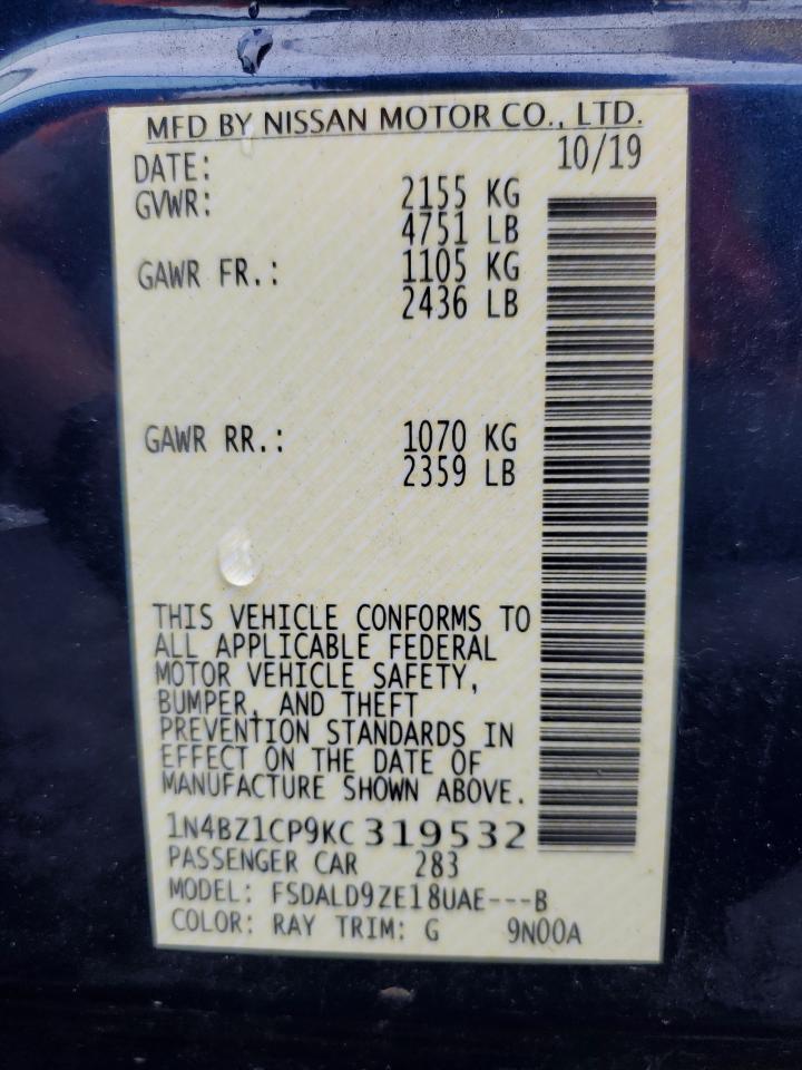 2019 Nissan Leaf S Plus VIN: 1N4BZ1CP9KC319532 Lot: 84400955