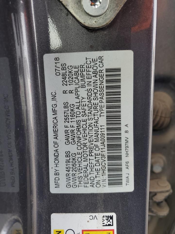 2018 Honda Accord Hybrid VIN: 1HGCV3F11JA009111 Lot: 82391225