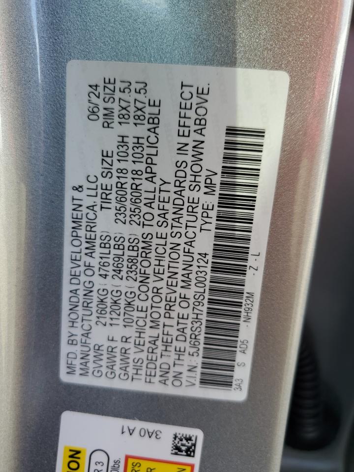 2025 Honda Cr-V Exl VIN: 5J6RS3H79SL003124 Lot: 85335635