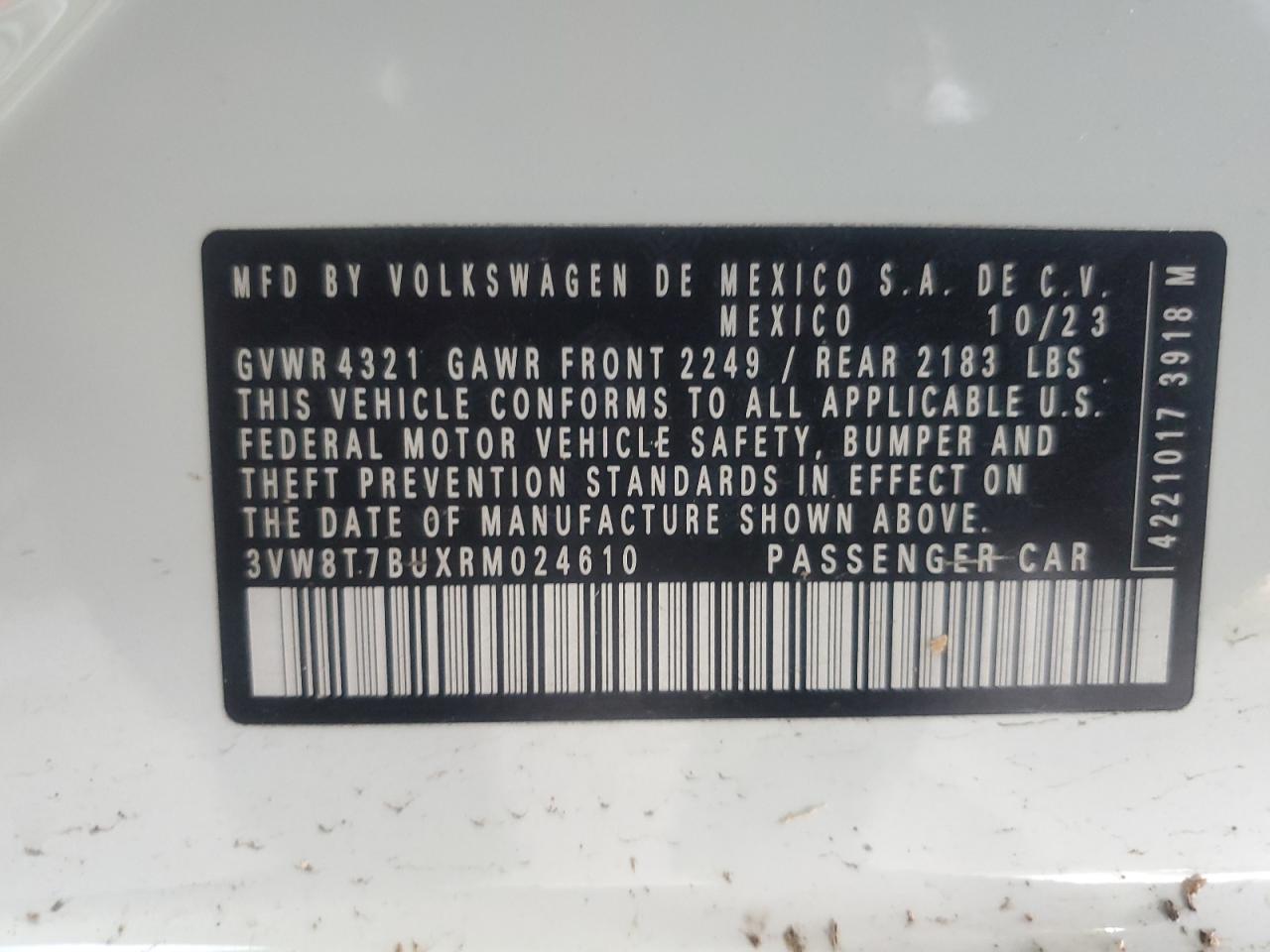2024 Volkswagen Jetta 40Th Anniversary VIN: 3VW8T7BUXRM024610 Lot: 85076355