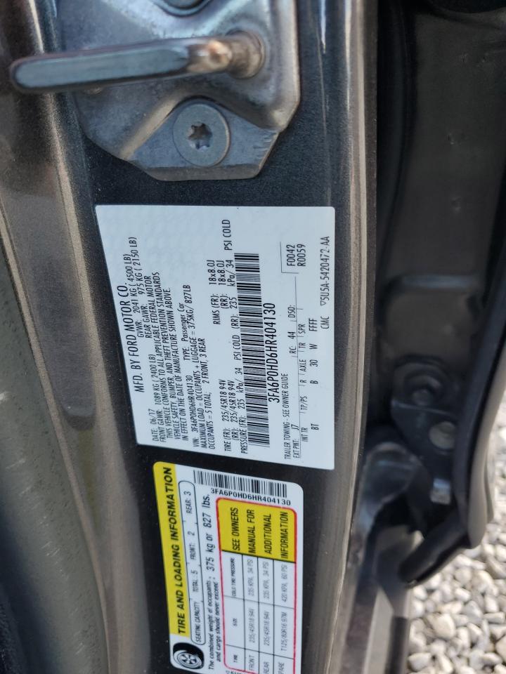 2017 Ford Fusion Se VIN: 3FA6P0HD6HR404130 Lot: 85641375