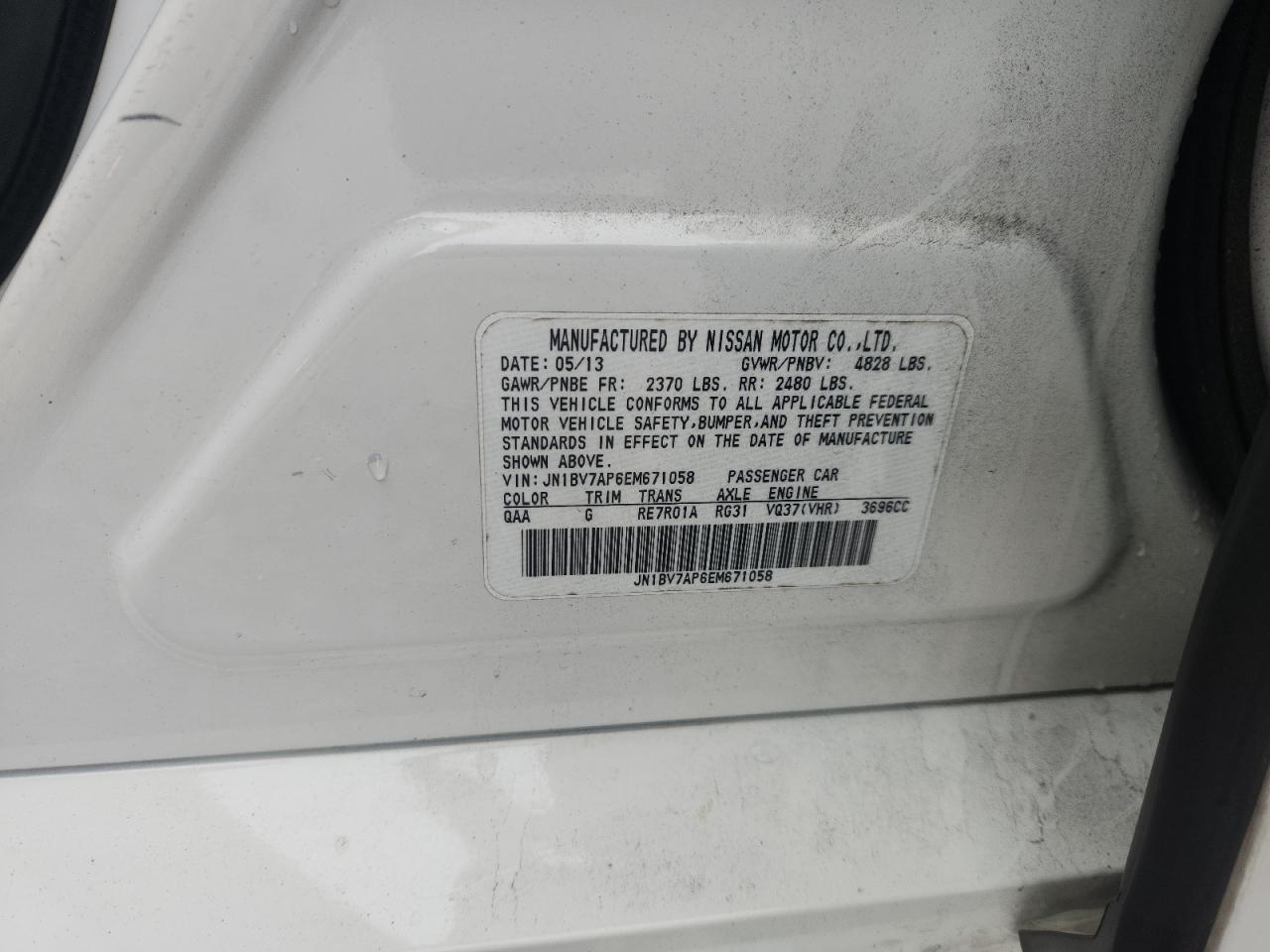 2014 Infiniti Q50 Base VIN: JN1BV7AP6EM671058 Lot: 82228085