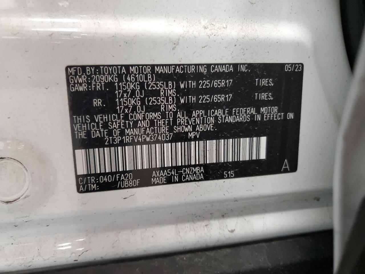 2023 Toyota Rav4 Xle VIN: 2T3P1RFV4PW374037 Lot: 82218855