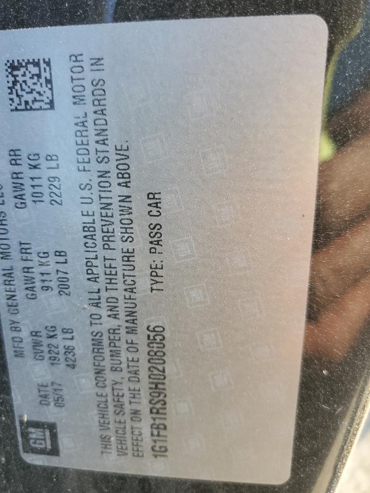 2017 Chevrolet Camaro Lt VIN: 1G1FB1RS9H0208056 Lot: 85192265