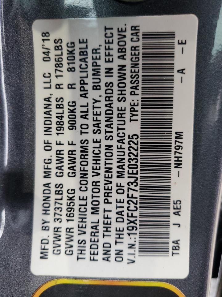 2018 Honda Civic Ex VIN: 19XFC2F73JE032225 Lot: 84930605