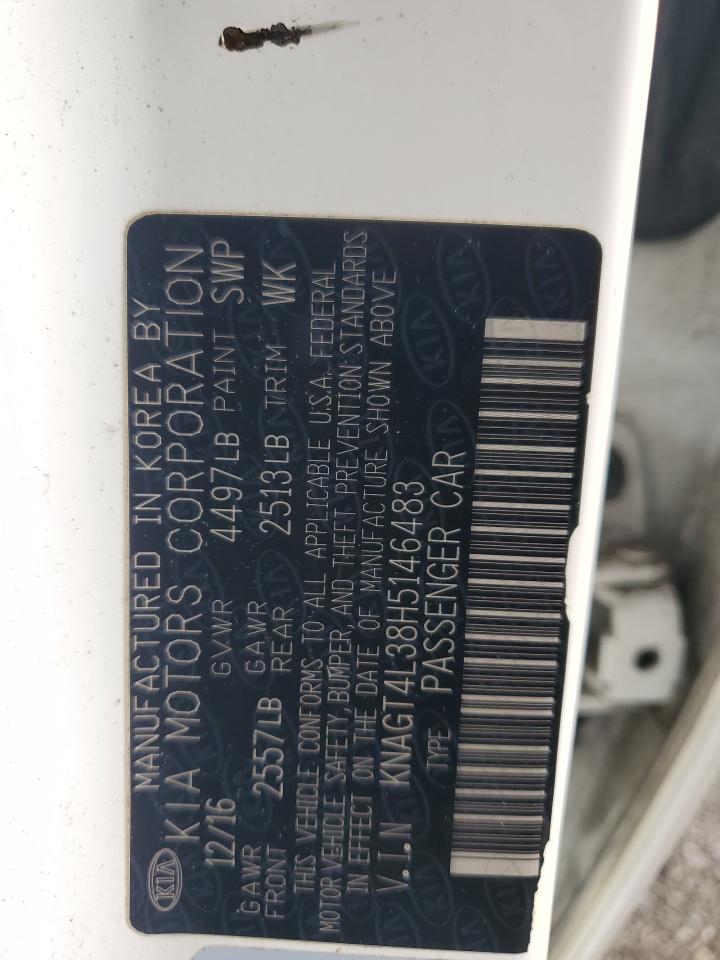 2017 Kia Optima Lx VIN: KNAGT4L38H5146483 Lot: 83769855