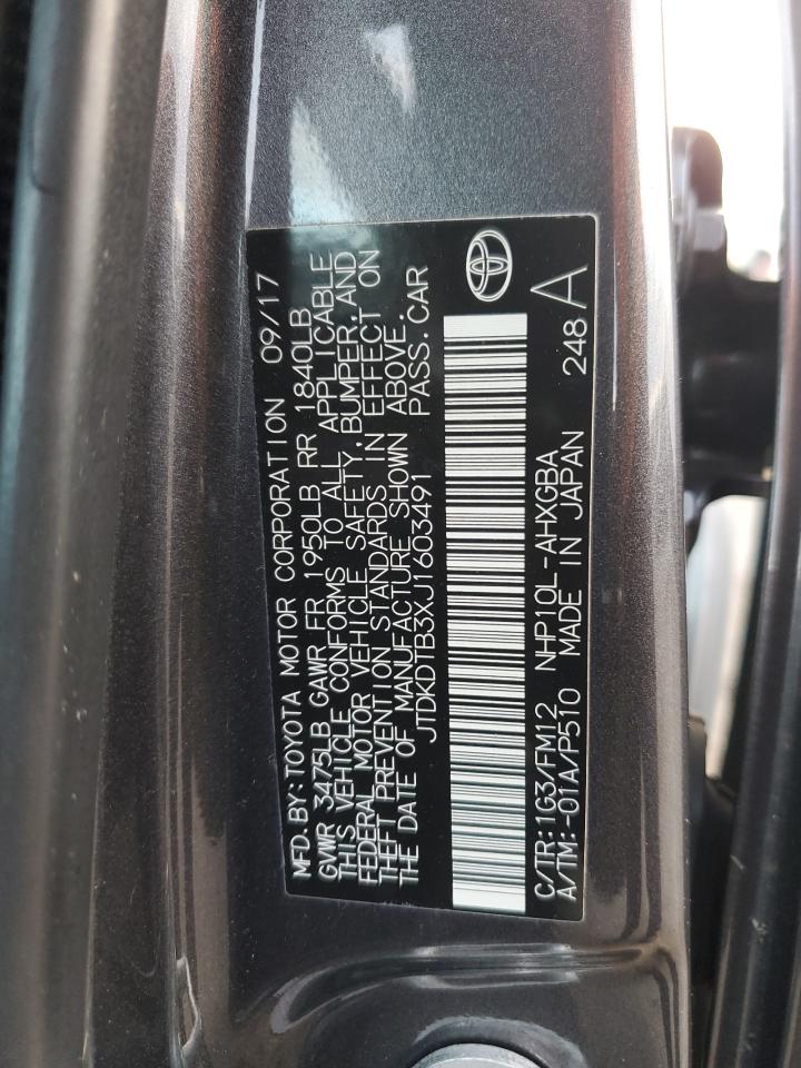 2018 Toyota Prius C VIN: JTDKDTB3XJ1603491 Lot: 90549565