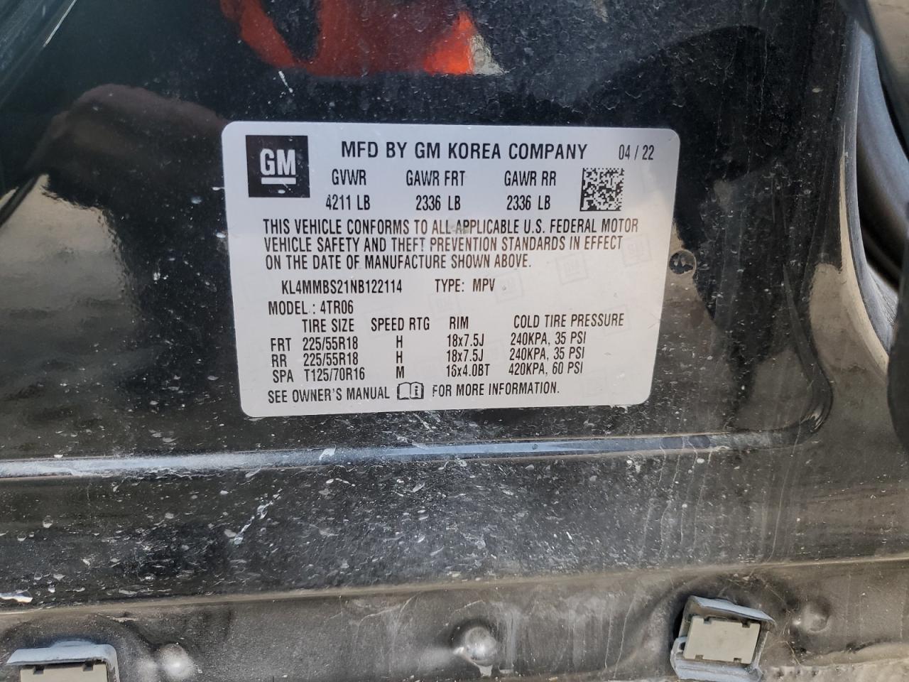 2022 Buick Encore Gx Preferred VIN: KL4MMBS21NB122114 Lot: 89820365