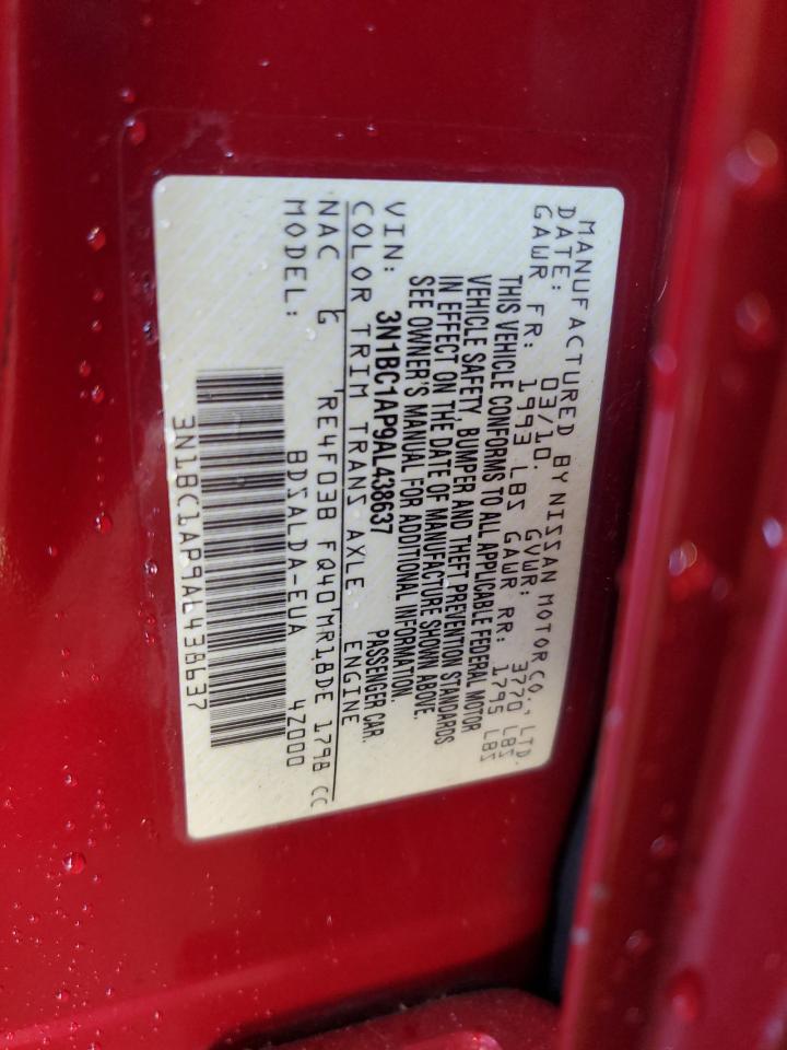 2010 Nissan Versa S VIN: 3N1BC1AP9AL438637 Lot: 85281565