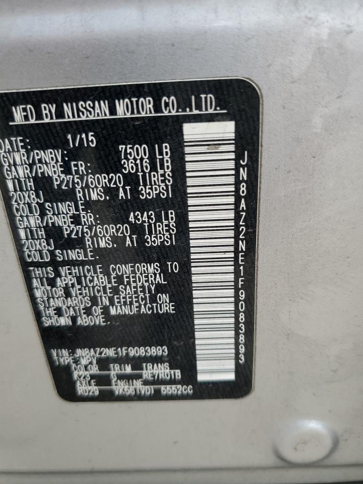 2015 Infiniti Qx80 VIN: JN8AZ2NE1F9083893 Lot: 86099835