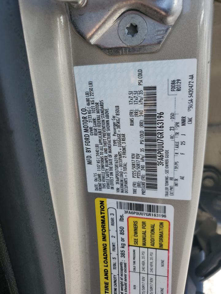 2016 Ford Fusion S Hybrid VIN: 3FA6P0UU7GR163196 Lot: 82203315