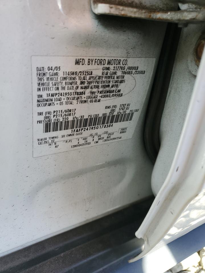 2005 Ford Five Hundred Sel VIN: 1FAFP24195G178384 Lot: 86073055