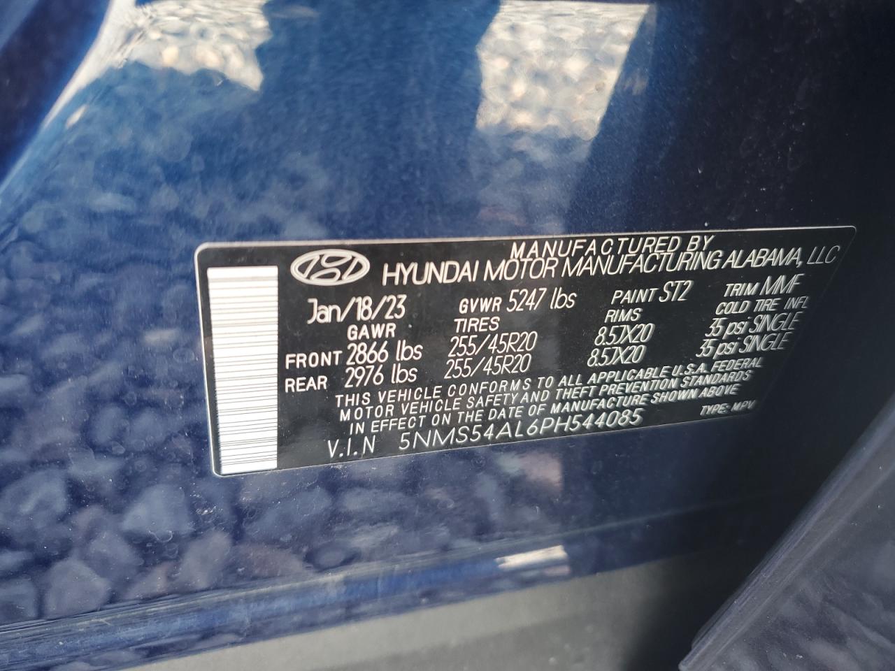 2023 Hyundai Santa Fe Calligraphy VIN: 5NMS54AL6PH544085 Lot: 85893895
