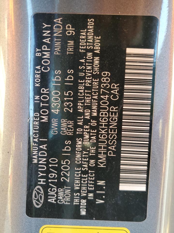 2011 Hyundai Genesis Coupe 3.8L VIN: KMHHU6KH6BU047389 Lot: 82730635